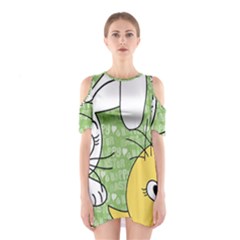 Easter Bunny And Chick  Shoulder Cutout One Piece by Valentinaart