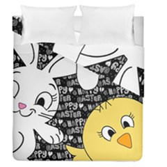Easter Bunny And Chick  Duvet Cover Double Side (queen Size) by Valentinaart
