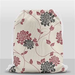 Flower Floral Black Pink Drawstring Bag (small) by Mariart