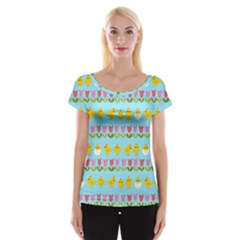 Easter - Chick And Tulips Women s Cap Sleeve Top by Valentinaart