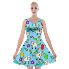 Easter Lamb Velvet Skater Dress by Valentinaart