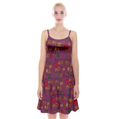 Happy Mothers Day Text Tiling Pattern Spaghetti Strap Velvet Dress by Nexatart