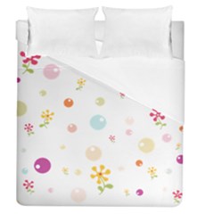 Flower Floral Star Balloon Bubble Duvet Cover (queen Size) by Mariart