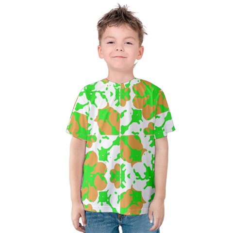 Graphic Floral Seamless Pattern Mosaic Kids  Cotton Tee by dflcprintsclothing