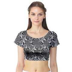 Metallic Mesh Pattern Short Sleeve Crop Top (tight Fit) by linceazul