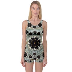 Wood In The Soft Fire Galaxy Pop Art One Piece Boyleg Swimsuit by pepitasart