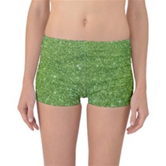 Green Glitter Abstract Texture Print Reversible Bikini Bottoms by dflcprintsclothing