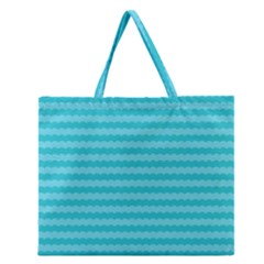 Abstract Blue Waves Pattern Zipper Large Tote Bag by TastefulDesigns