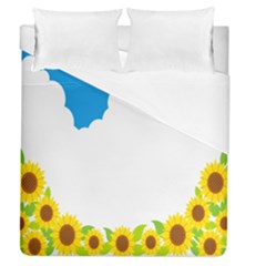 Cloud Blue Sky Sunflower Yellow Green White Duvet Cover (queen Size) by Mariart