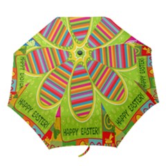 Happy Easter Butterfly Love Flower Floral Color Rainbow Folding Umbrellas by Mariart