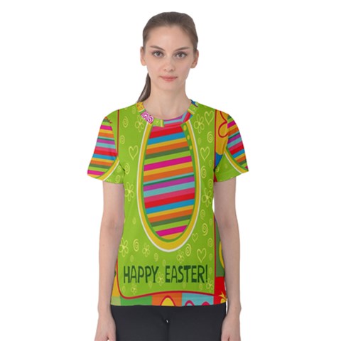 Happy Easter Butterfly Love Flower Floral Color Rainbow Women s Cotton Tee by Mariart