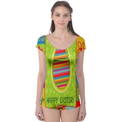 Happy Easter Butterfly Love Flower Floral Color Rainbow Boyleg Leotard  by Mariart