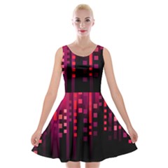 Line Vertical Plaid Light Black Red Purple Pink Sexy Velvet Skater Dress by Mariart
