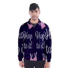 Rabbit Bunny Pink Purple Easter Animals Wind Breaker (men) by Mariart