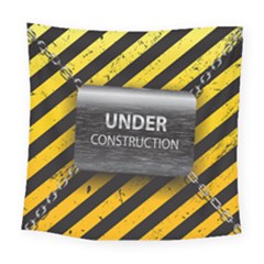 Under Construction Sign Iron Line Black Yellow Cross Square Tapestry (large) by Mariart