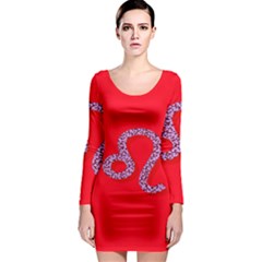 Illustrated Zodiac Red Purple Star Polka Dot Long Sleeve Bodycon Dress by Mariart