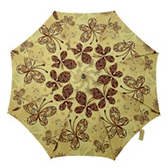 Butterfly Animals Fly Purple Gold Polkadot Flower Floral Star Sunflower Hook Handle Umbrellas (small) by Mariart