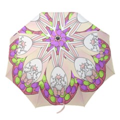 Make An Easter Egg Wreath Rabbit Face Cute Pink White Folding Umbrellas by Mariart