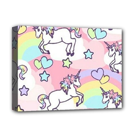 Unicorn Rainbow Deluxe Canvas 16  X 12   by Nexatart
