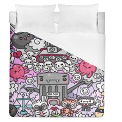 0 Sad War Kawaii Doodle Duvet Cover (queen Size) by Nexatart