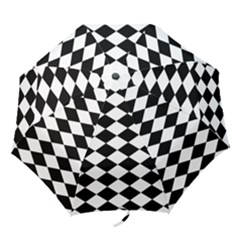 Diamond Black White Plaid Chevron Folding Umbrellas by Mariart