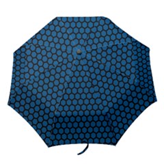 Blue Dark Navy Cobalt Royal Tardis Honeycomb Hexagon Folding Umbrellas by Mariart