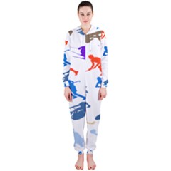 Sport Player Playing Hooded Jumpsuit (ladies)  by Mariart