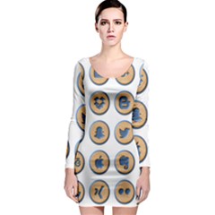 Social Media Icon Icons Social Long Sleeve Bodycon Dress by Nexatart