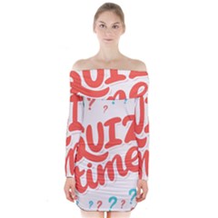 Question Mark Quiz Time Long Sleeve Off Shoulder Dress by Mariart