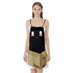 Black Cat In A Box Satin Night Slip by Catifornia