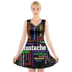 Mustache V-neck Sleeveless Skater Dress by Mariart