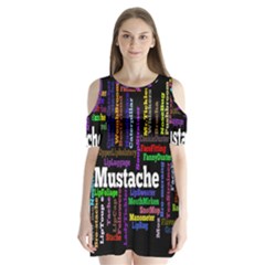 Mustache Shoulder Cutout Velvet  One Piece by Mariart
