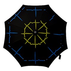 Heart Monitor Screens Pulse Trace Motion Black Blue Yellow Waves Hook Handle Umbrellas (small) by Mariart