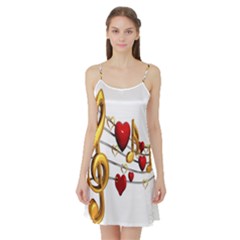 Music Notes Heart Beat Satin Night Slip by Mariart