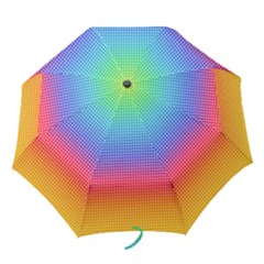 Plaid Rainbow Retina Green Purple Red Yellow Folding Umbrellas by Mariart