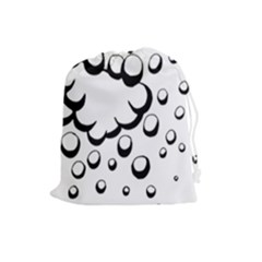 Splash Bubble Black White Polka Circle Drawstring Pouches (large)  by Mariart