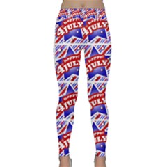 Happy 4th Of July Theme Pattern Classic Yoga Leggings by dflcprintsclothing
