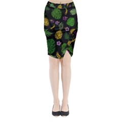 Tropical Pattern Midi Wrap Pencil Skirt by Valentinaart