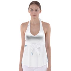 Beautiful Frame Made Up Of Blue Peacock Feathers Babydoll Tankini Top by Nexatart