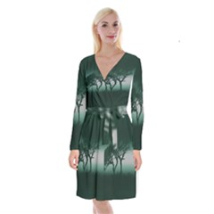 Sunset Long Sleeve Velvet Front Wrap Dress by Valentinaart