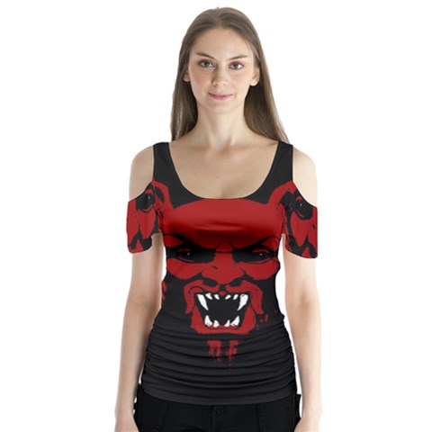 Dracula Butterfly Sleeve Cutout Tee  by Valentinaart