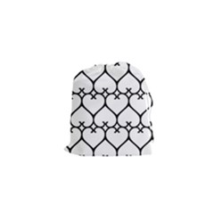 Heart Background Wire Frame Black Wireframe Drawstring Pouches (xs)  by Mariart