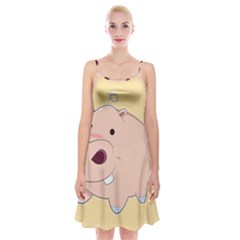 Happy Cartoon Baby Hippo Spaghetti Strap Velvet Dress by Catifornia