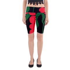 Illustrators Portraits Plants Green Red Polka Dots Yoga Cropped Leggings by Mariart