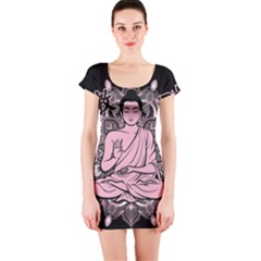 Ornate Buddha Short Sleeve Bodycon Dress by Valentinaart