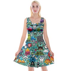 Comics Reversible Velvet Sleeveless Dress by BangZart