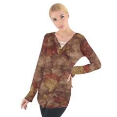 Brown Texture Women s Tie Up Tee by BangZart