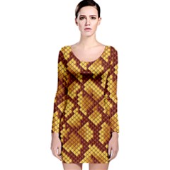 Snake Skin Pattern Vector Long Sleeve Velvet Bodycon Dress by BangZart