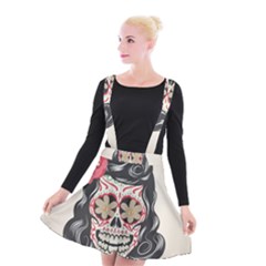 Woman Sugar Skull Suspender Skater Skirt by LimeGreenFlamingo