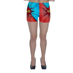 Comic Book Vs With Colorful Comic Speech Bubbles  Skinny Shorts by LimeGreenFlamingo